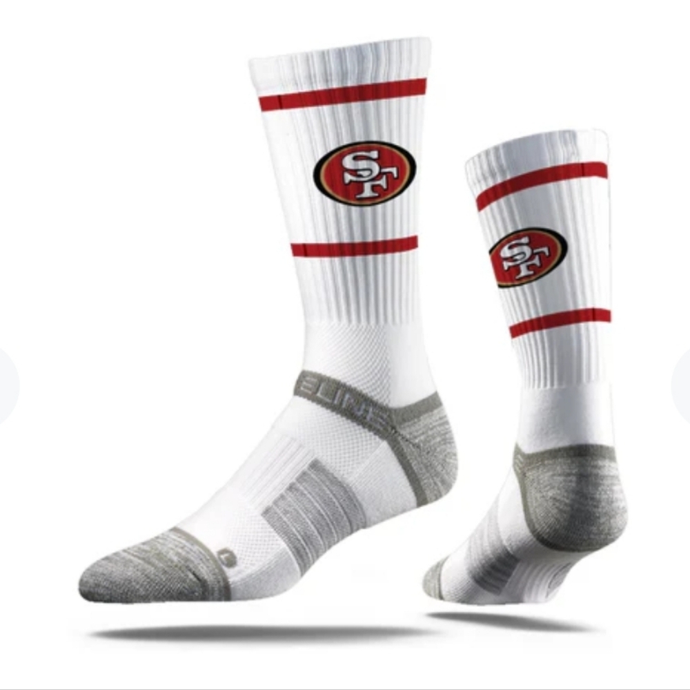 NWT Men's San Francisco 49ers Strideline White and Gray Crew Socks